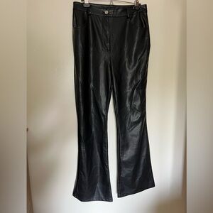 Nasty Gal Black Faux Leather Flare Pants Pleather Pants Woman Size 10